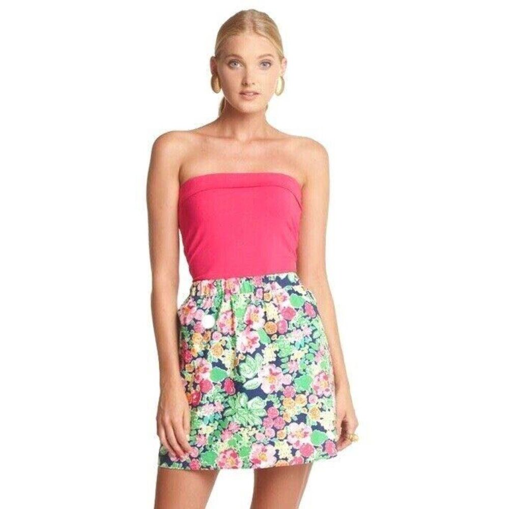 🧺Lilly Pulitzer | Esmeralda Multi Mini Getaway Garden Strapless Dress | XS